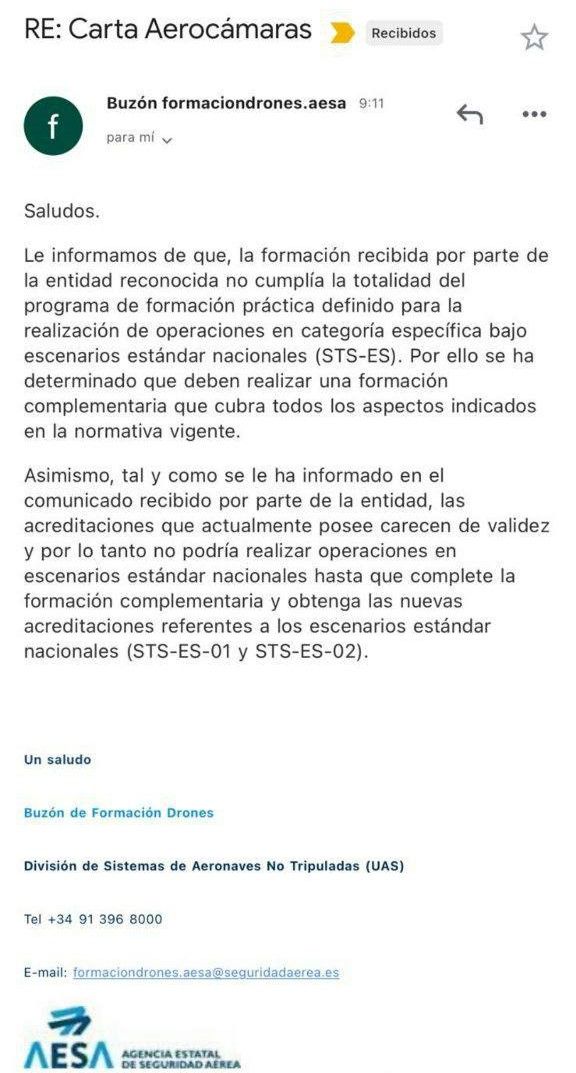 Comunicado AEROCAMARAS por las acreditaciones nulas
