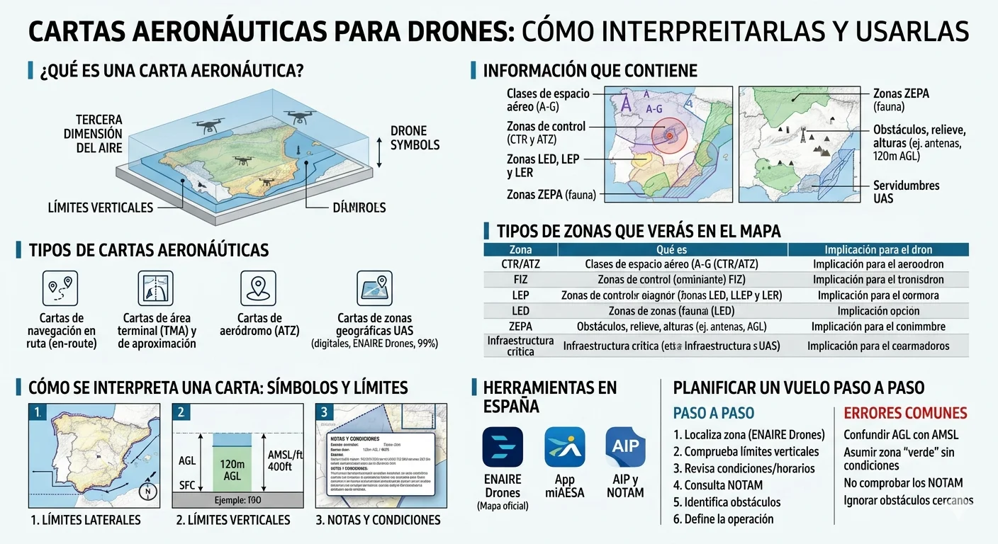 Cartas aeronáuticas para drones: cómo interpretarlas y usarlas