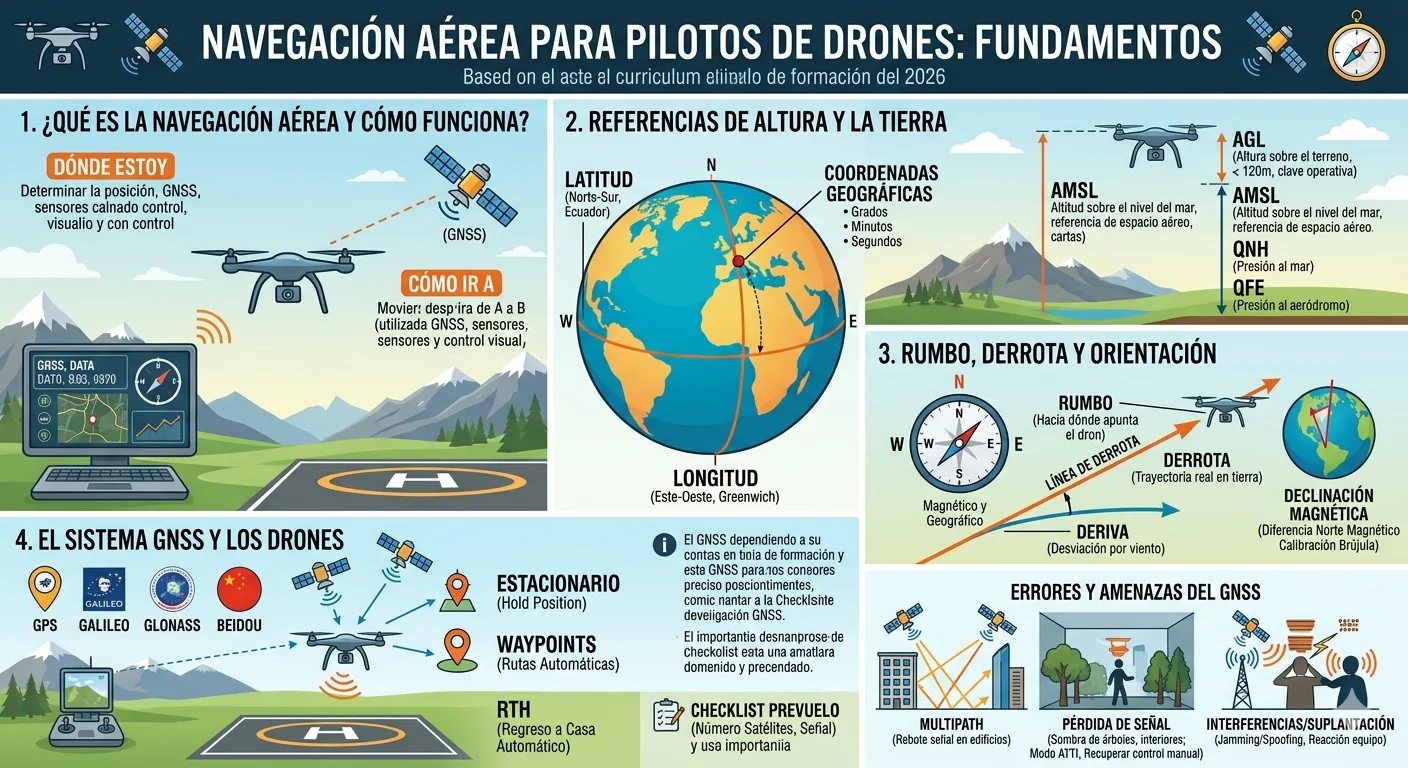 Navegación aérea para pilotos de drones: fundamentos