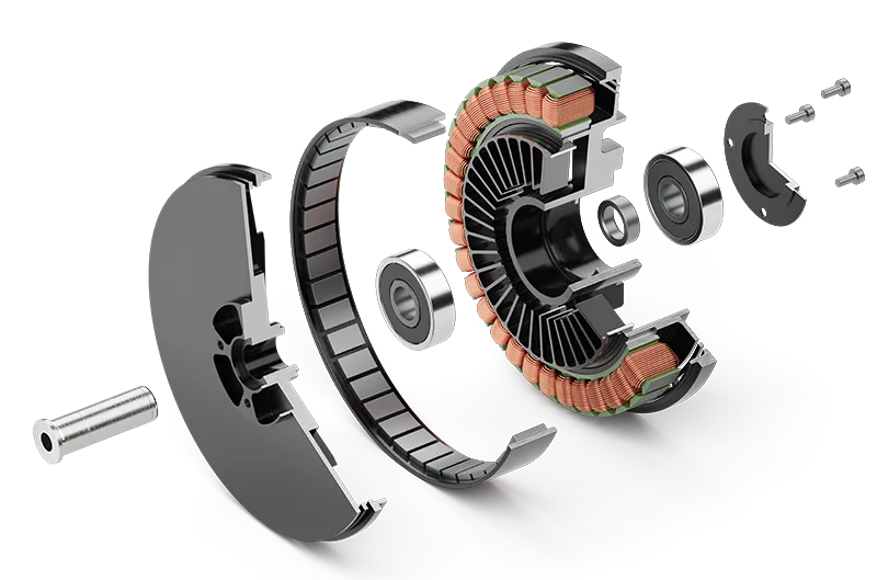 Motores brushless y ESC (el sistema de propulsión) — Ejemplo ilustrativo: despiece de un motor brushless