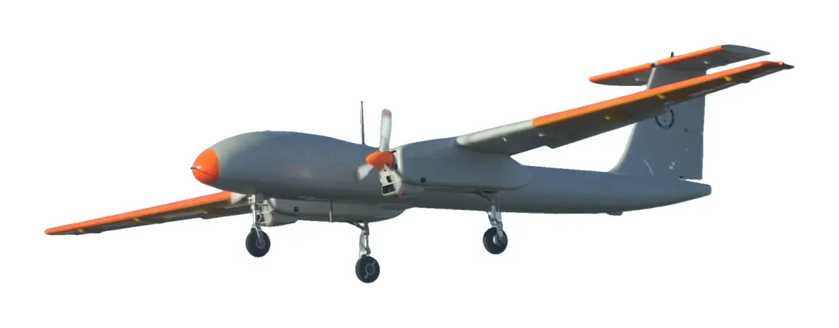 DRDO TAPAS-BH-201 — En vuelo, todavía con el nombre de Rustom-II. Imagen: Gobierno de la India · GODL-India · Wikimedia Commons (recortada sobre fondo blanco) — https://commons.wikimedia.org/wiki/File:Rustom_flight_2_(cropped).jpg