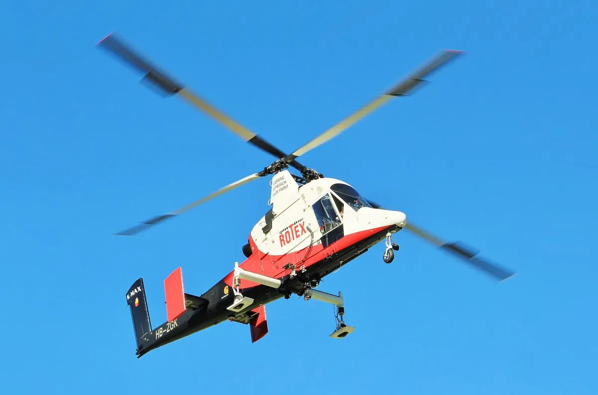 Kaman K-MAX sin piloto — Un K-MAX con piloto, de Rotex Helicopter. André Völzke · Wikimedia Commons · CC BY-SA 3.0