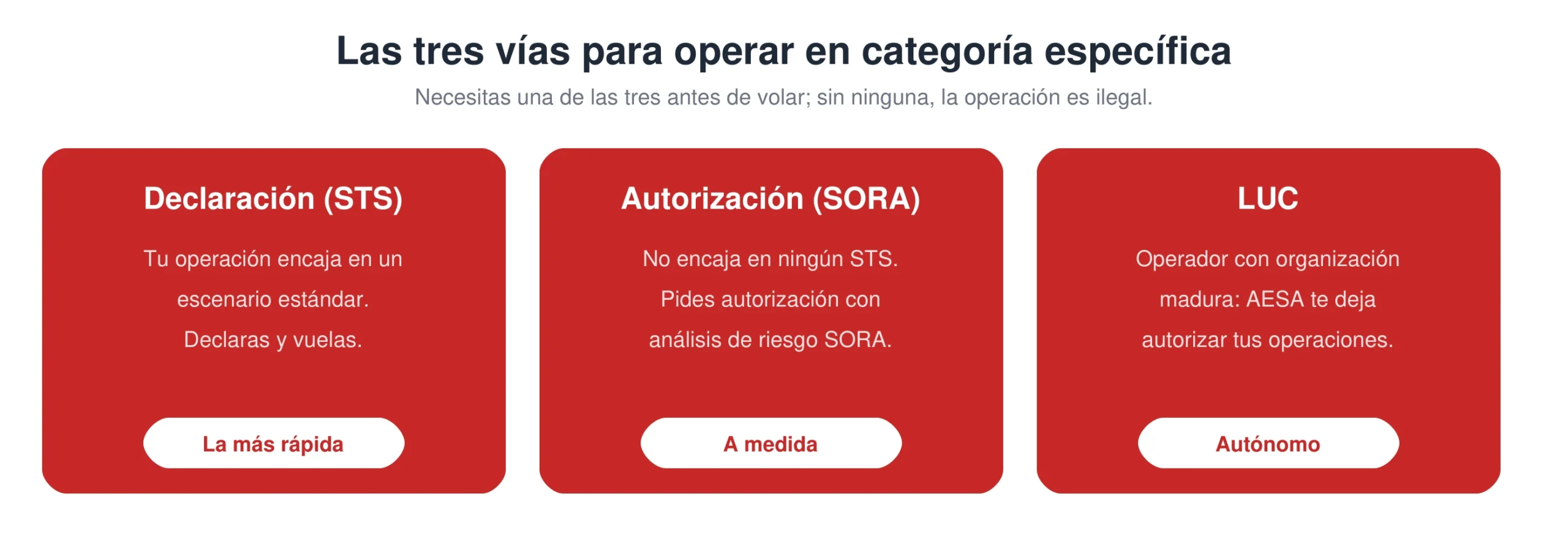 Las tres vías para operar en categoría específica