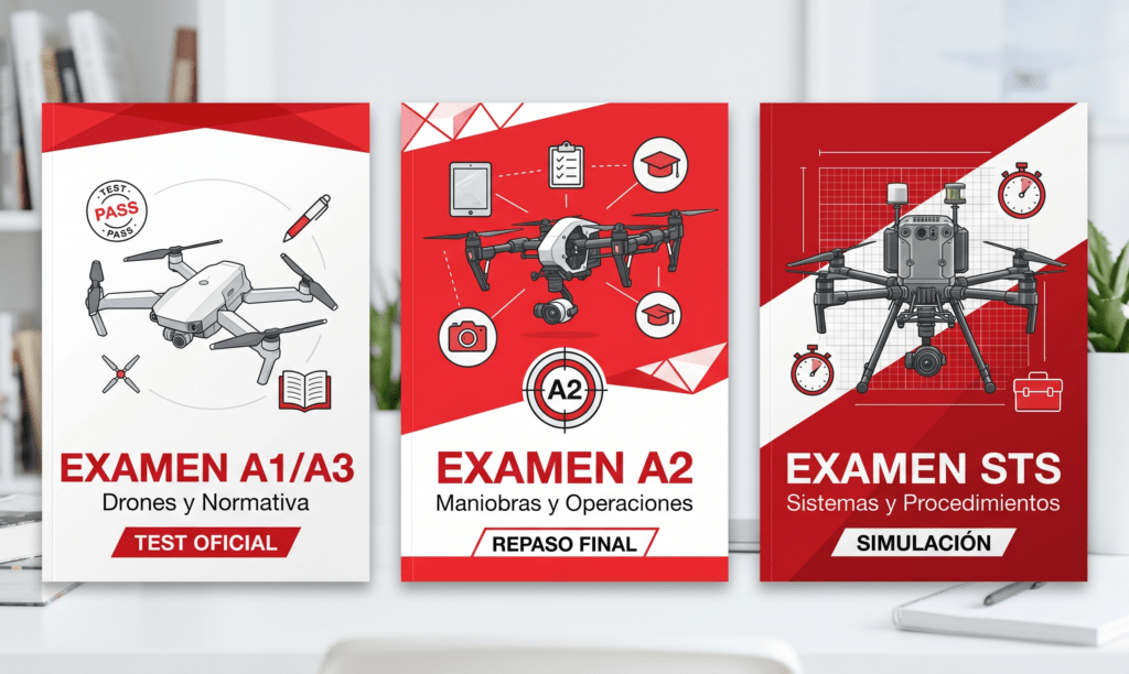 Exámenes y simulacros tipo test AESA para drones: A1/A3, A2 y STS